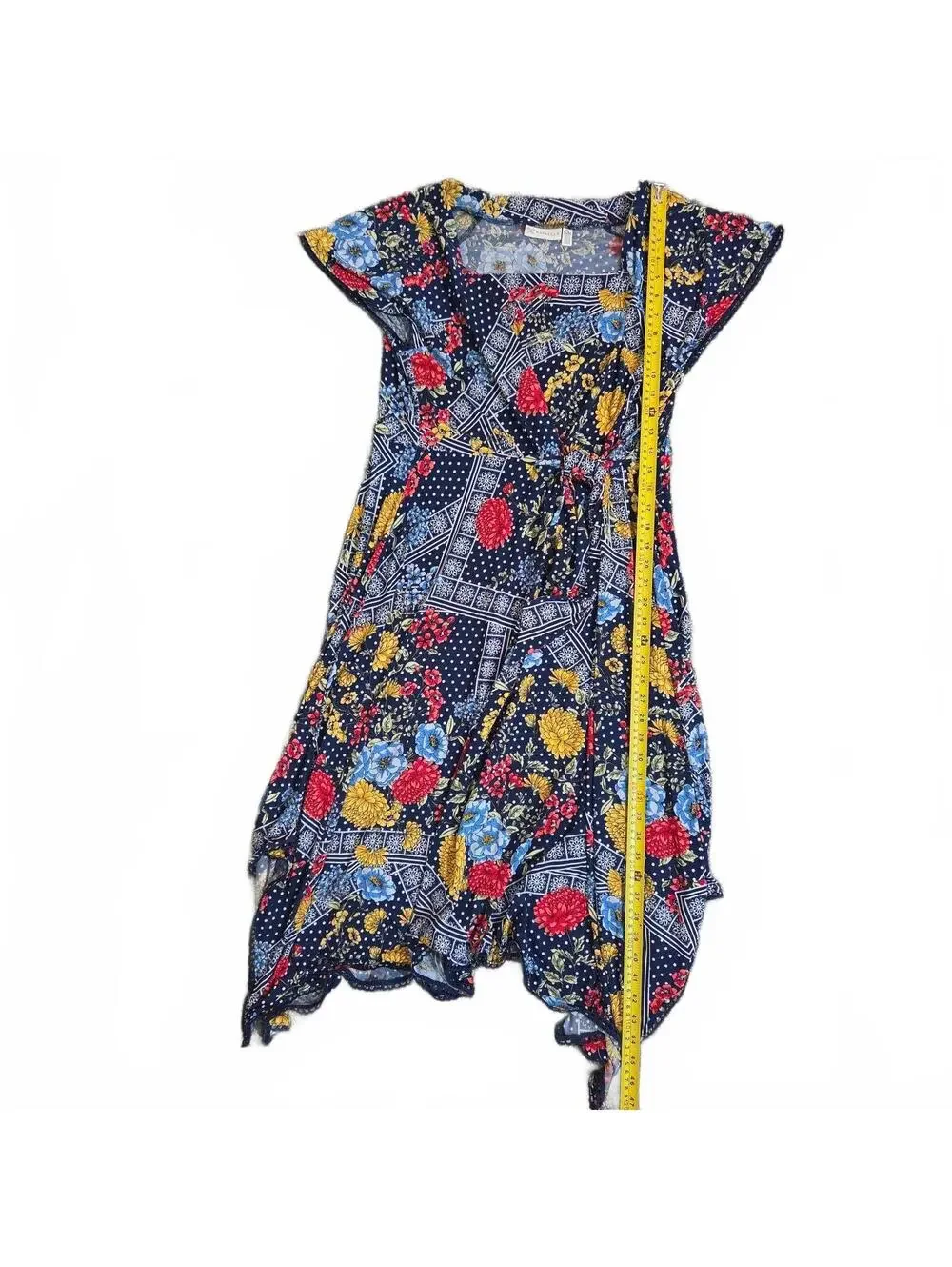 Rafaella Mediterranean Blue Floral Wrap Dress XL